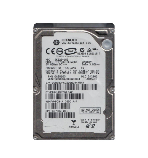0A58103 - Hitachi 160GB 7200RPM SATA 3Gb/s 2.5" HDD