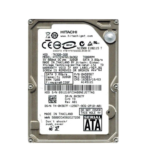 0A58567 - Hitachi 320GB SATA 7200RPM 2.5" HDD