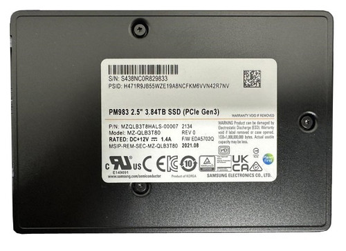 MZ-QLB3T80 - Samsung 3.84TB NVMe PCIe U.2 2.5" SSD