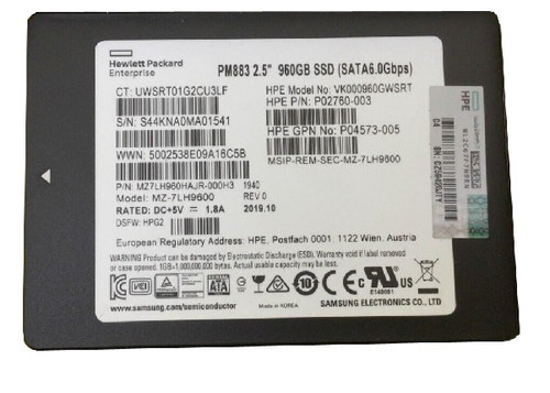 MZ7LH960HAJR-000H3 - Samsung 960GB SATA 6Gb/s 2.5" Read Intensive SSD