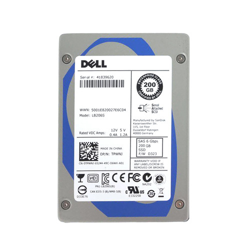 TPWNJ - Dell 200GB SAS 6Gb/s 2.5" Hot-Plug SSD