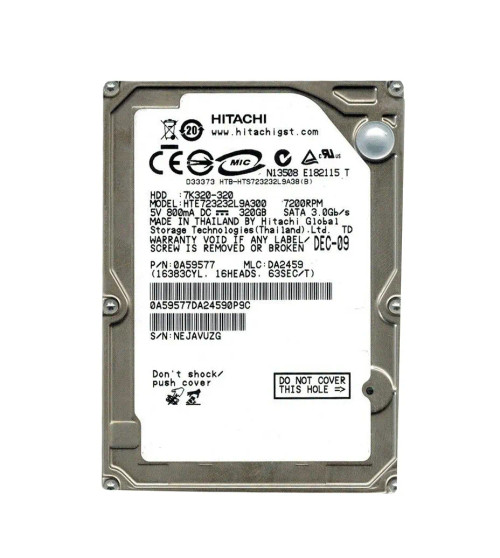 Hitachi 320GB 7200RPM SATA 2.5 Hard Drive for Travelstar - 0A59577