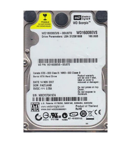 WD1600BEVS-00UST0 - Western Digital 160GB 5400RPM SATA 8MB 2.5" HDD