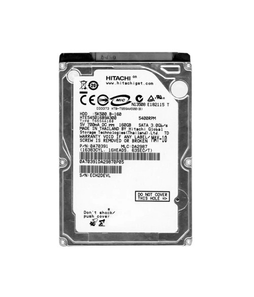 Hitachi 160GB 5400RPM SATA 2.5 Hard Drive for Travelstar - 0A70391