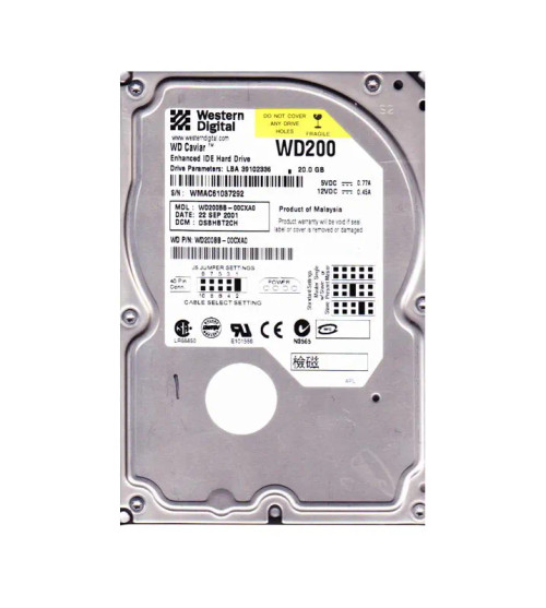 WD200BB-00CXA0 - Western Digital 20GB 7200RPM IDE ATA-100 2MB 3.5" HDD