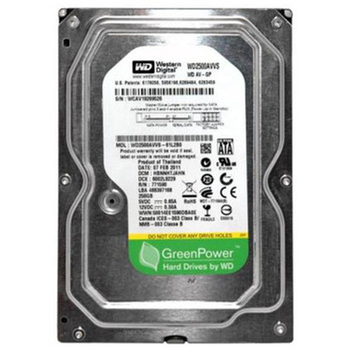 WD2500AVVS-61L2B0 - Western Digital AV-GP 250GB 7200RPM SATA 3Gb/s 7-Pin 8MB Cache 3.5-inch Hard Drive