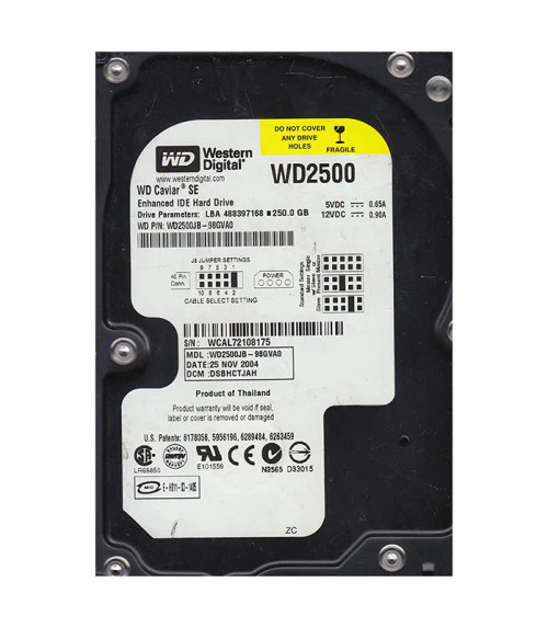 WD2500JB-98GVA0 - Western Digital 250GB 7200RPM EIDE 8MB 3.5" HDD