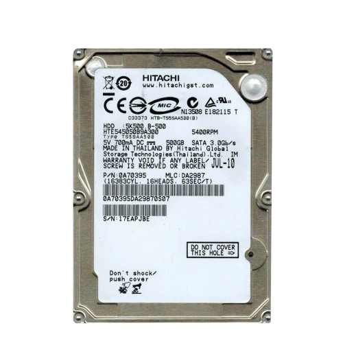 0A70395 - Hitachi 500GB 5400RPM SATA 8MB 2.5" HDD