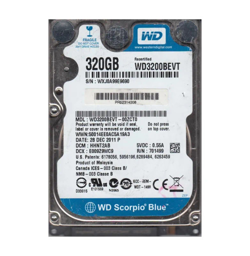 WD WD3200BEVT-00ZCT0 Scorpio Blue 320GB 2.5HDD 5400RPM 3Gb/s