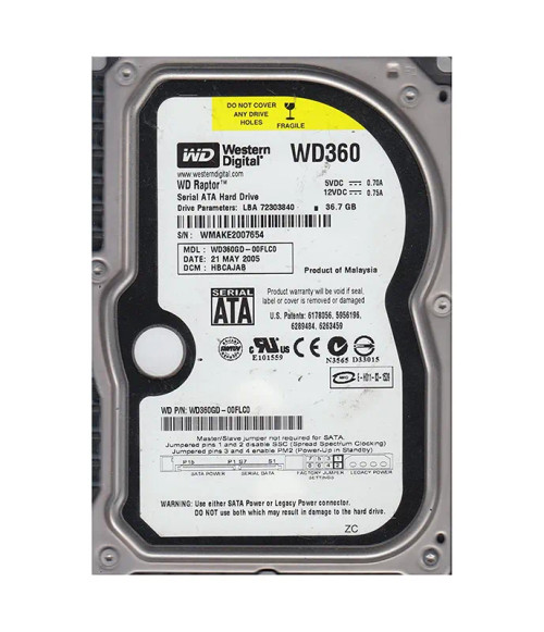 WD360GD-00FLC0 - WESTERN DIGITAL 36GB 10000RPM SATA 3.5" HDD