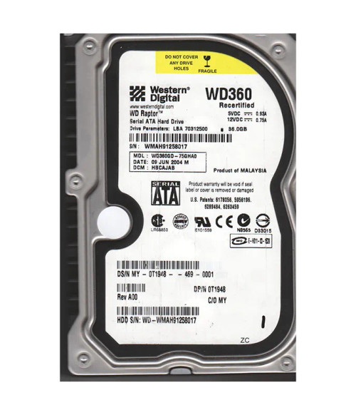 WD360GD-75GHA0 - WESTERN DIGITAL 36GB 10000RPM SATA 3.5" HDD