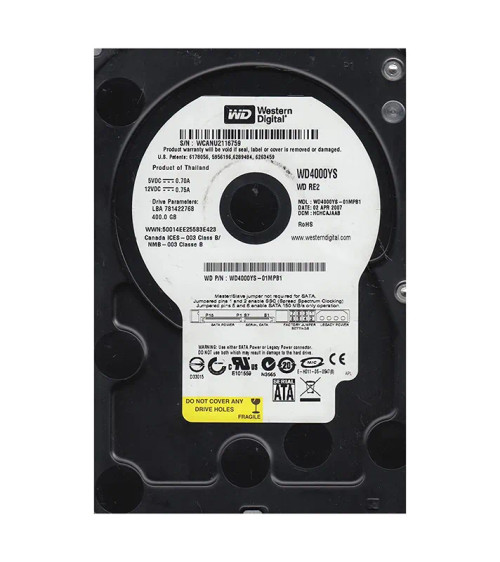 WD4000YS-01MPB1 - Western Digital 400GB 7200RPM SATA 3Gb/s 3.5" HDD