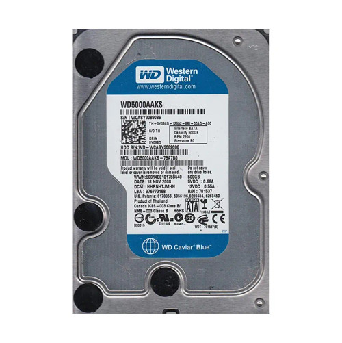 WD5000AAKS-75A7B0 - Western Digital 500GB 7200RPM SATA 3.5-Inch HDD