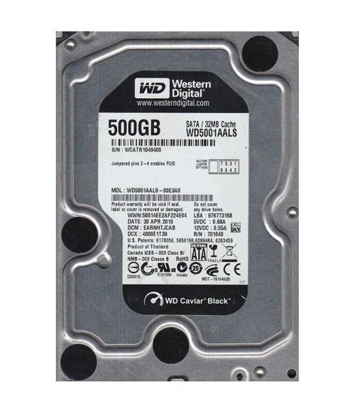 WD5001AALS-00E3A0 - Western Digital 500GB 7200RPM SATA 3.5" HDD