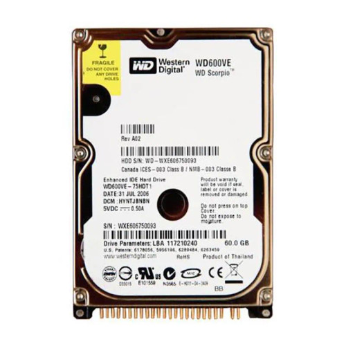 WD WD600VE-75HDT1 Scorpio 60GB EIDE 2.5Hard Drive