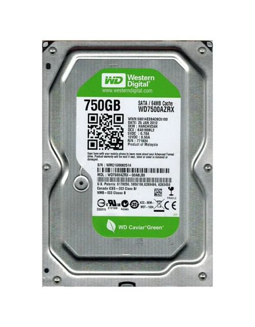 WD7500AZRX - Western Digital 750GB SATA 6Gb/s 5400RPM 3.5" HDD