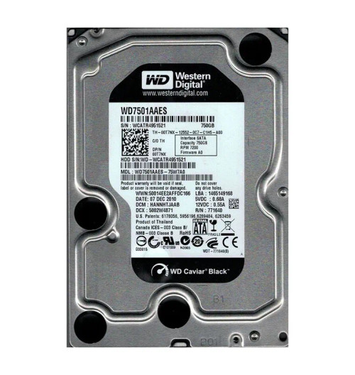WD7501AAES-75W7A0 - Western Digital 750GB 7200RPM SATA 3Gb/s 32MB 3.5" HDD