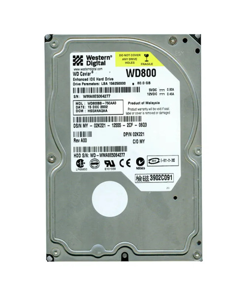 WD800BB-75CAA0 - Western Digital 80GB 7200RPM 2MB 3.5" EIDE HDD