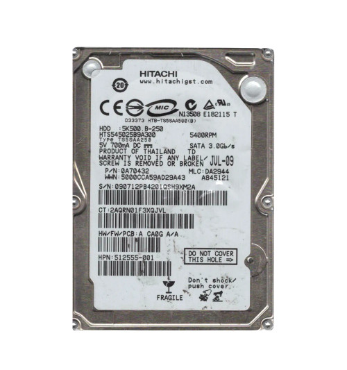 Hitachi 250GB 5400RPM SATA 3.0 Gbps 2.5 8MB Cache HDD for ProLiant DL360p Gen8 Servers