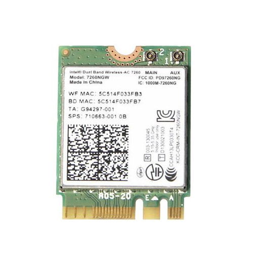 710663-001 - HPE 7260NGW Dual-Band WiFi + Bluetooth Network Card