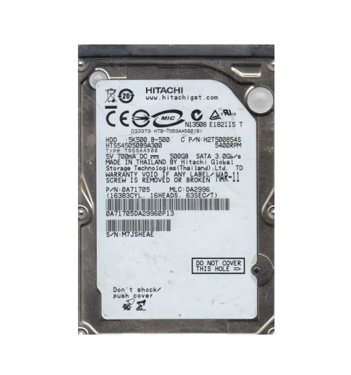 0A71705 - Hitachi 500GB 5400RPM SATA 8MB 2.5" HDD