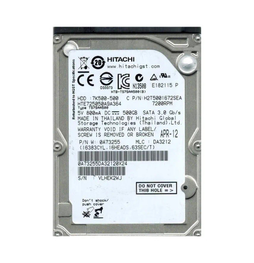 Hitachi 0A73255 Travelstar 7K500 160GB 7200RPM SATA 3Gb/s 2.5HDD