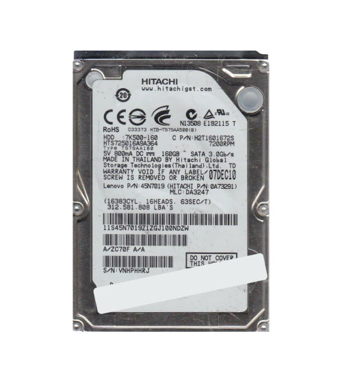 Hitachi 160GB 7200RPM SATA 2.5 Hard Drive 0A73291 for Travelstar - 16MB Cache
