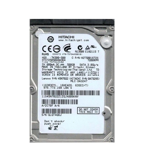 0A73295 - Hitachi 500GB 7200RPM SATA 3Gb/s 2.5" HDD