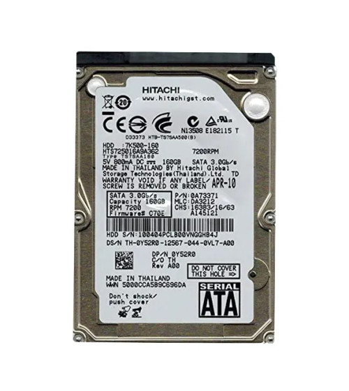 Hitachi 160GB 7200RPM SATA 2.5 Hard Drive 0A73371 for Travelstar - 16MB Cache