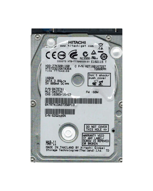 0A78741 - HGST 160GB 7200RPM SATA 2.5" HDD