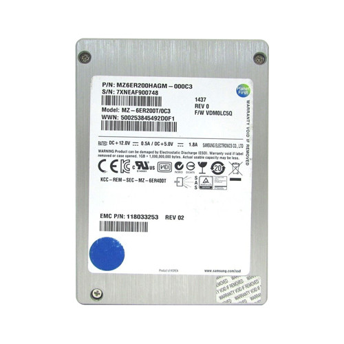 MZ6ER200HAGM-000C3 - Samsung 200GB SAS 6Gb/s 2.5" SSD