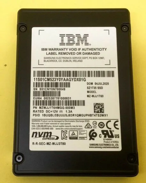 Samsung Sz1735 Series 1.6TB NVMe U.2 SSD for Servers - MZWJJ1T6HMGG-000M3