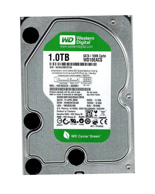 WD10EACS-32D6B1 - Western Digital 1TB 7200RPM SATA 3Gb/s 16MB 3.5" HDD
