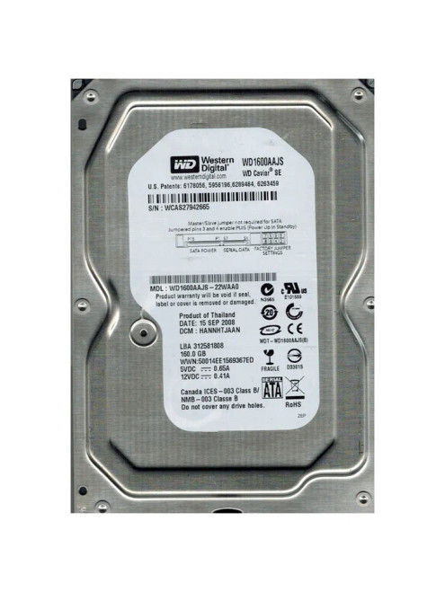 WD1600AAJS-22WAA0 - Western Digital 160GB 7200RPM SATA 3Gb/s 3.5" HDD