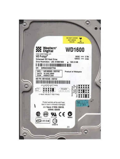 WD1600AB-00DYA0 - Western Digital 160GB 5400RPM EIDE 2MB 3.5" HDD