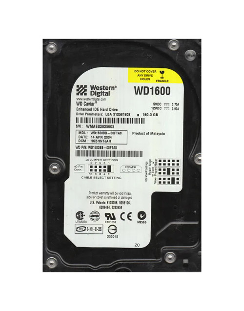 WD1600BB-00FTA0 - Western Digital 160GB 7200RPM EIDE 3.5" HDD