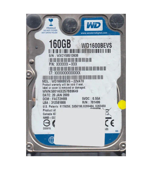 WD1600BEVS-22VAT0 - Western Digital 160GB 5400RPM SATA 8MB 2.5" HDD