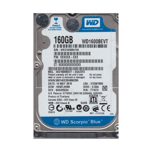 WD WD1600BEVT-24A23T0 Scorpio Blue 160GB 2.5-Inch Hard Drive
