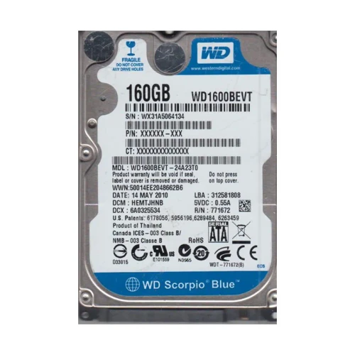 WD1600BEVT-24A23T0 - Western Digital 160GB 5400RPM SATA 2.5-Inch HDD