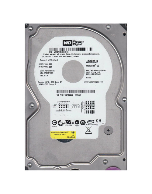 WD1600JB-00REA0 - Western Digital 160GB 7200RPM ATA-100 8MB 3.5" HDD