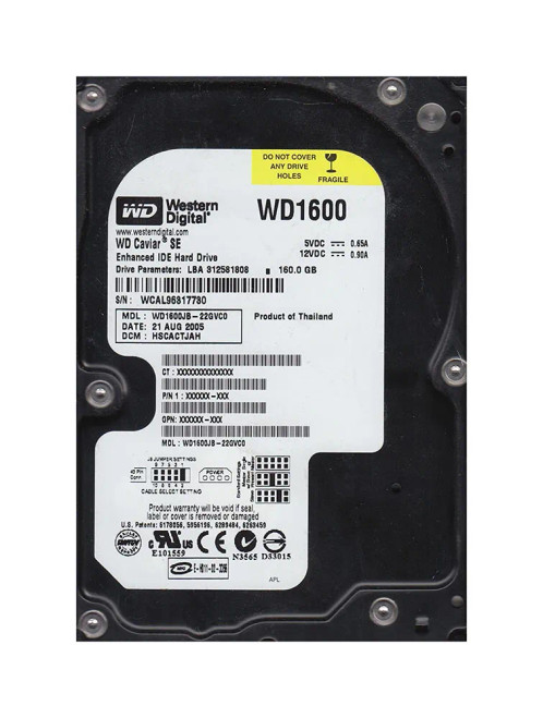 WD1600JB-22GVC0 - Western Digital 160GB 7200RPM ATA-100 8MB 3.5" HDD