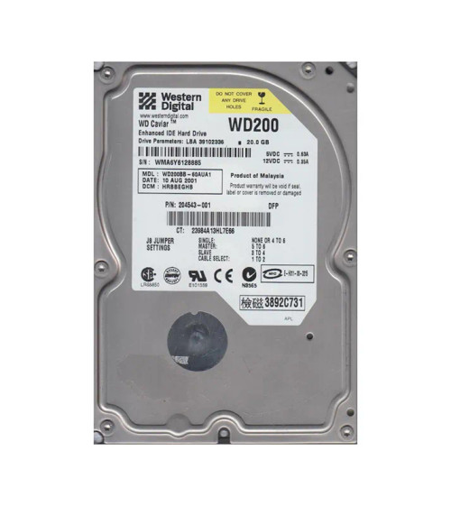 WD200BB-60AUA1 - Western Digital 20GB 7200RPM EIDE 2MB 3.5" HDD