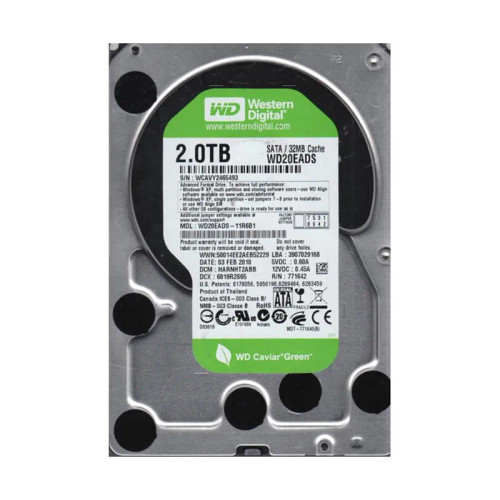 WD20EADS-11R6B1 - Western Digital 2TB 5400RPM SATA 3Gb/s 32MB 3.5" HDD
