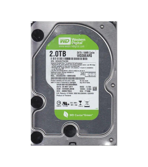 WD20EARS-00MVWB0 - Western Digital 2TB 5400RPM SATA 3Gb/s 64MB 3.5" HDD