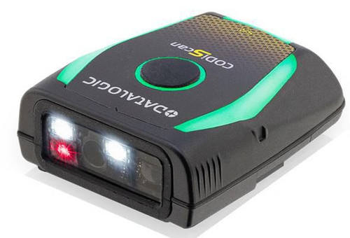Datalogic CODiScan BT 2D Scanner in black and green, compatible with Bluetooth and WLAN, ideal for inventory management