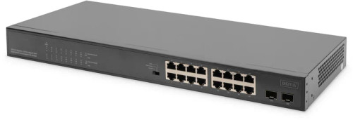 DIGITUS 16-Port Gigabit + 2-Port Gigabit SFP Unmanaged PoE Switch for Networking Solutions