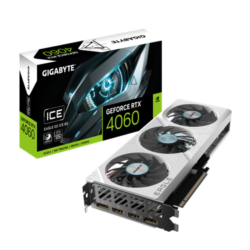 GV-N4060EAGLEOC ICE-8GD - Gigabyte GeForce RTX 4060 EAGLE OC ICE 8GB Graphics Card