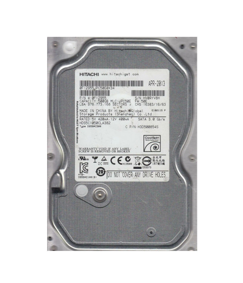 Hitachi 500GB 5400RPM SATA 3.0 Gbps 3.5 8MB Cache Deskstar Hard Drive for Desktop Computers