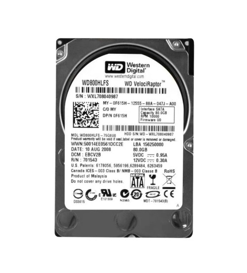 0F615H - Dell 80GB 10000RPM SATA 3.5" HDD