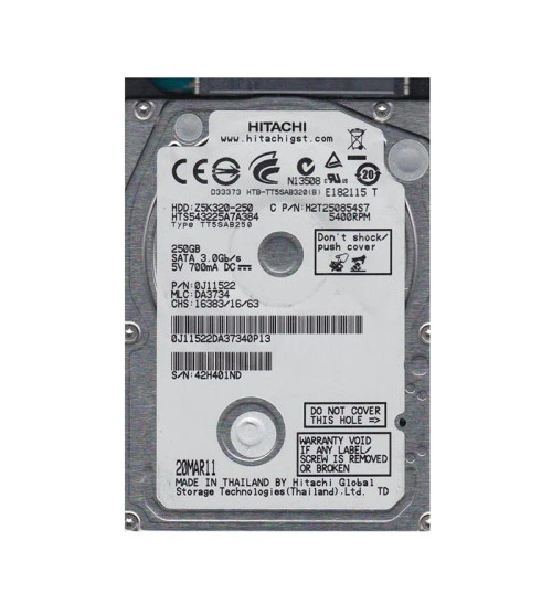 0J11522 - HGST 250GB 5400RPM SATA 8MB 2.5" HDD